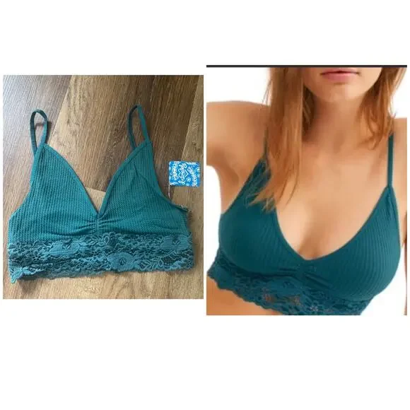 Free People Stevie Lace Trim Bralette in Jewel - Picture 1 of 5